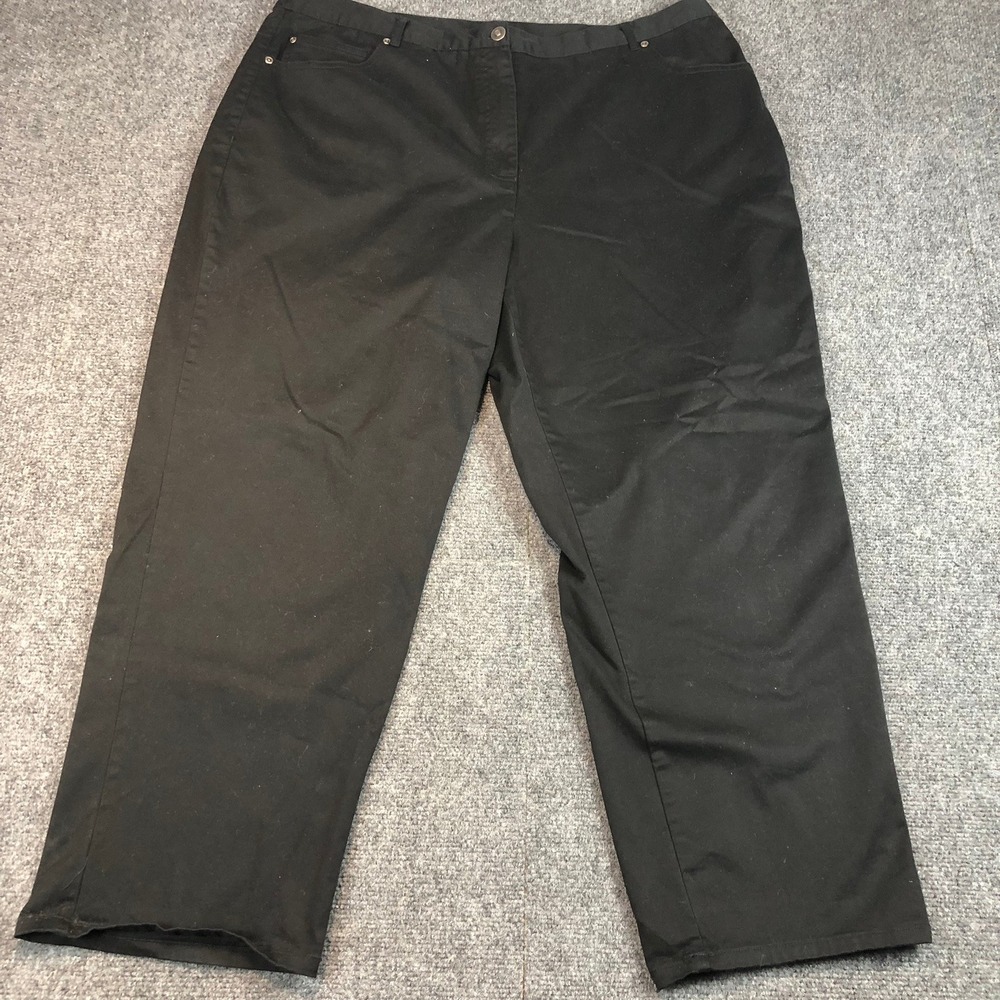 Ruby‎ Rd. Woman Black Cotton Spandex Cropped Pants Size 18W